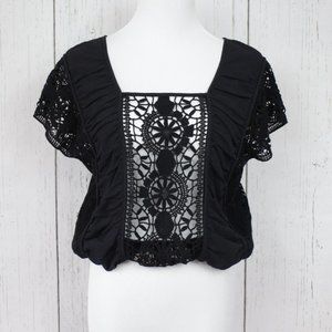 Free People Lace Front Bubble Crop Top